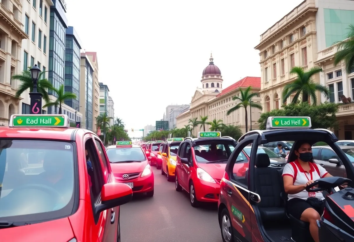 City of Georgetown with ride-hailing services in action