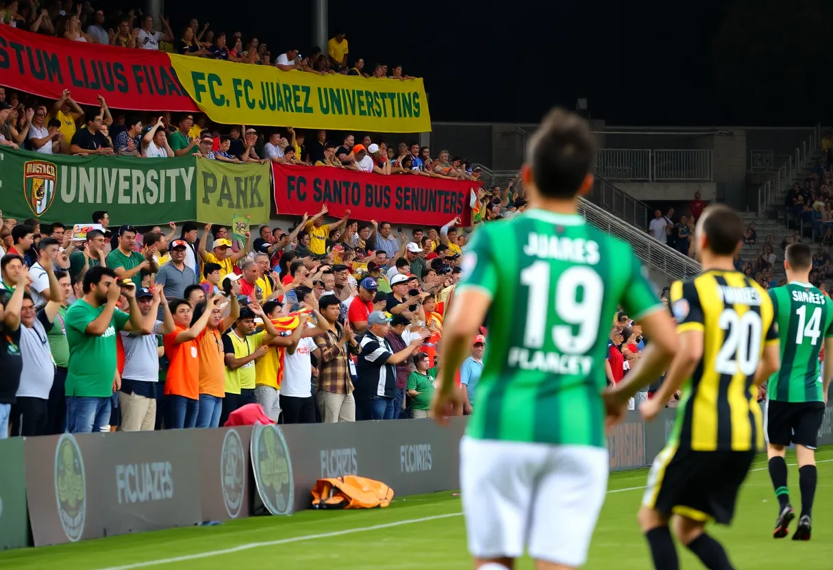 Soccer match between FC Juárez and Santos Laguna at Southwestern University Park
