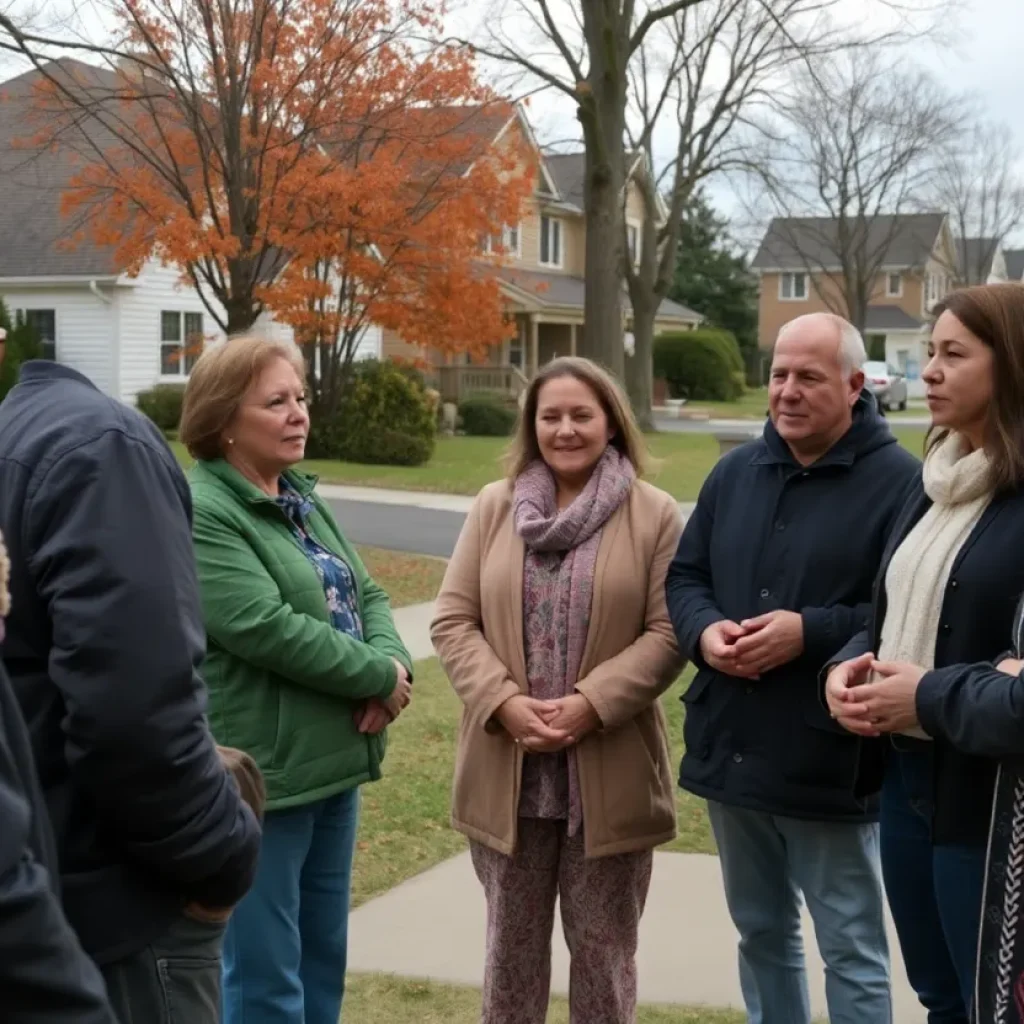 Residents support each other in the aftermath of a tragic event related to domestic violence.