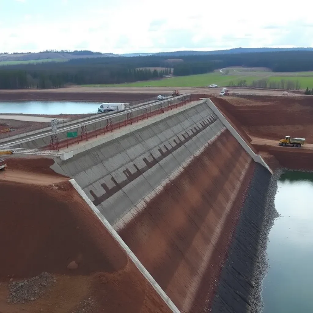 Construction of Dam 101 for flood mitigation in Round Rock