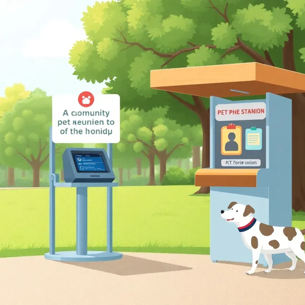 A community pet reunion station featuring a microchip scanner.