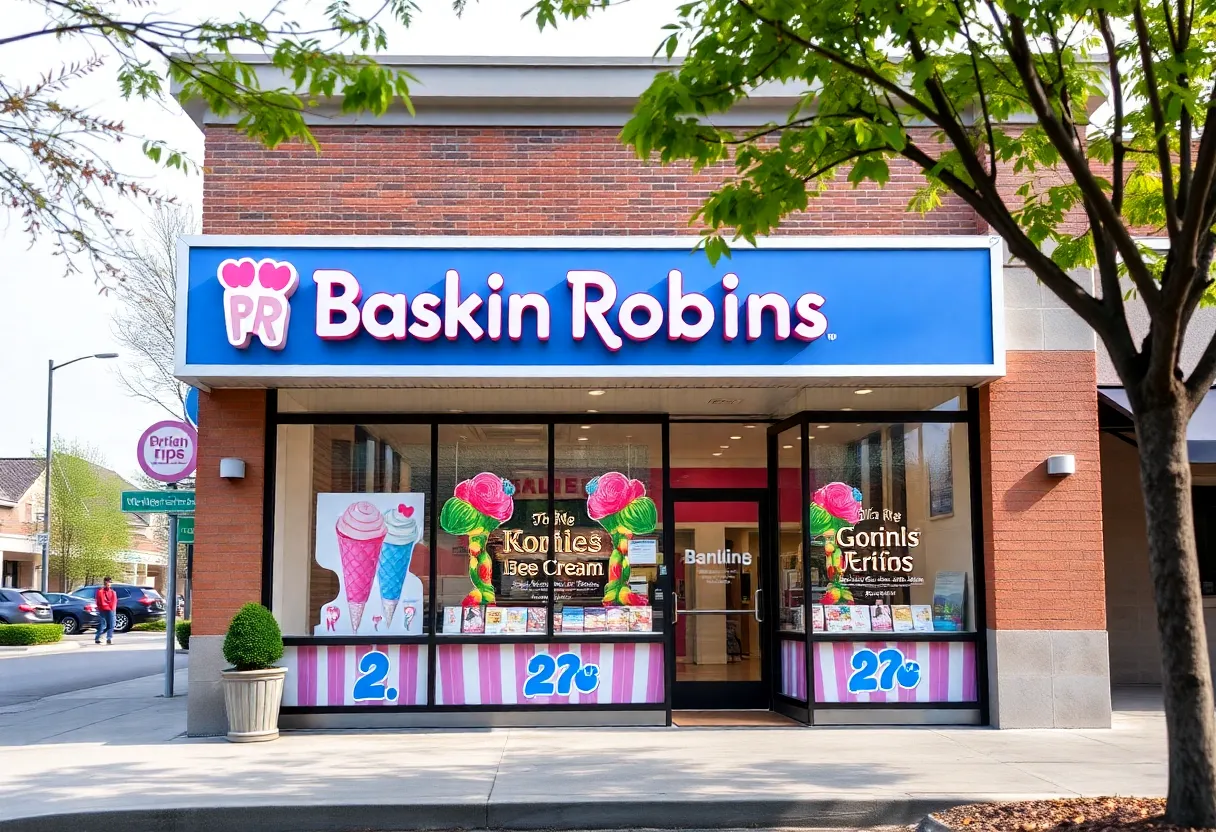 New Baskin Robbins store in Leander, Texas showcasing ice cream options